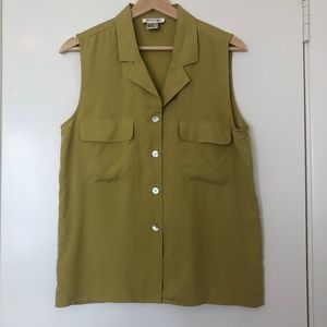 Bogari Raw Silk Tank Top Button Down